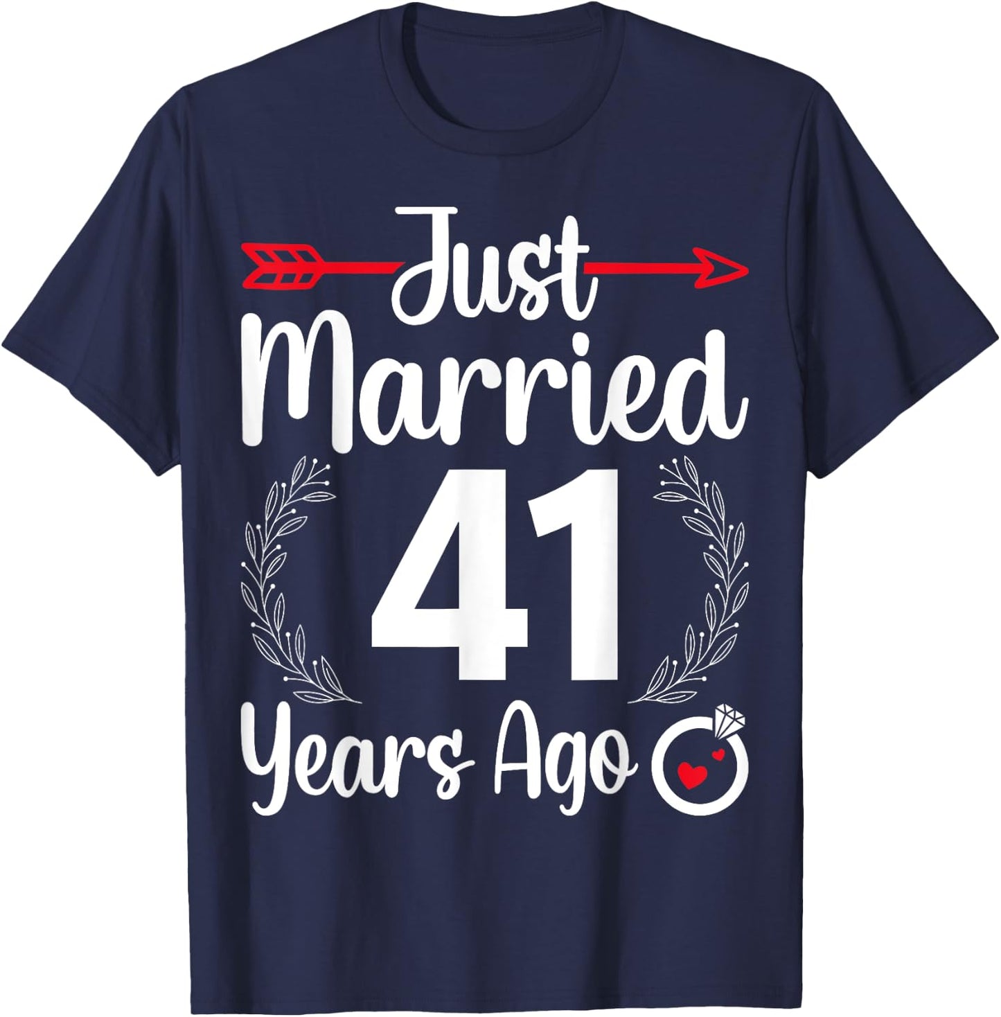 Just Married 41 Years Ago - Husband Wife 41th Anniversary T-Shirt - T-Shirt | Navy