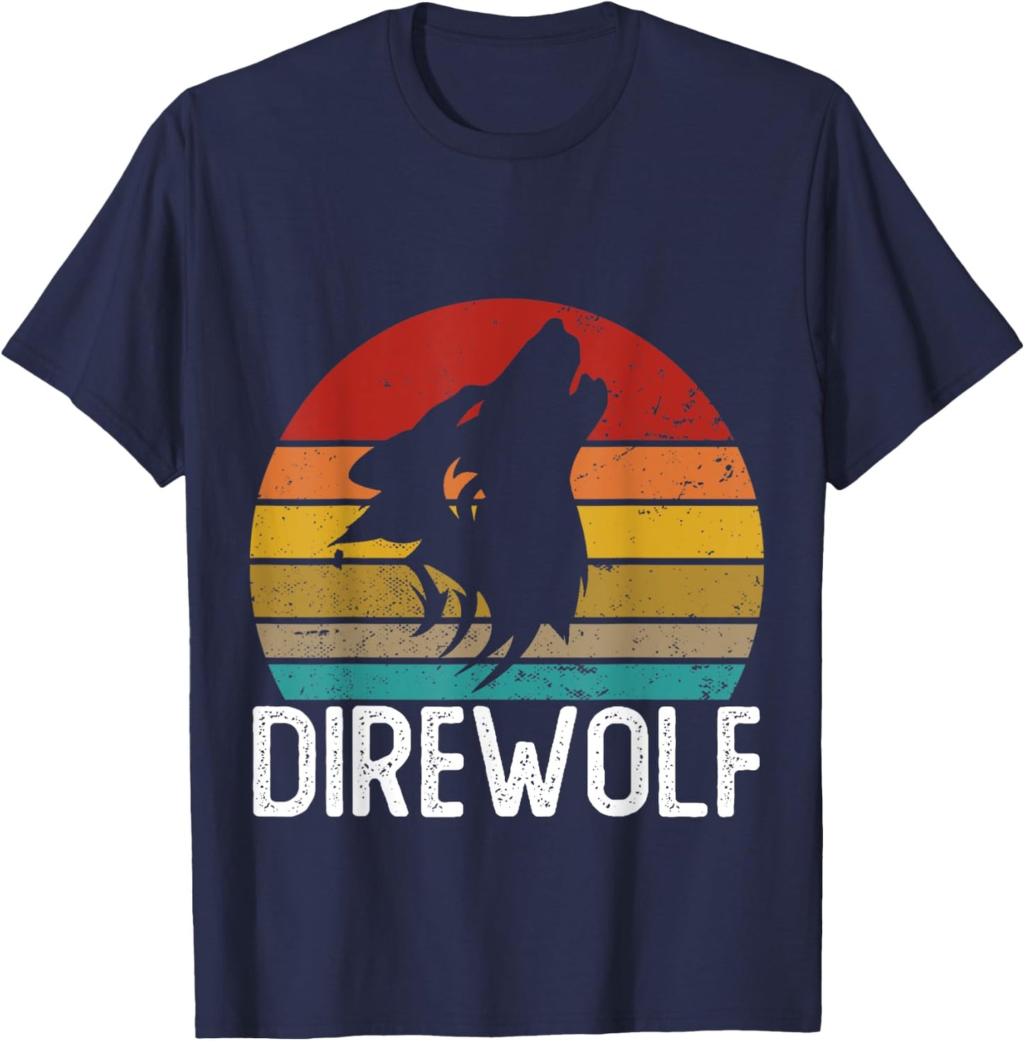 Retro Direwolf Shirt Cute Funny Direwolves T-Shirt - T-Shirt | Navy