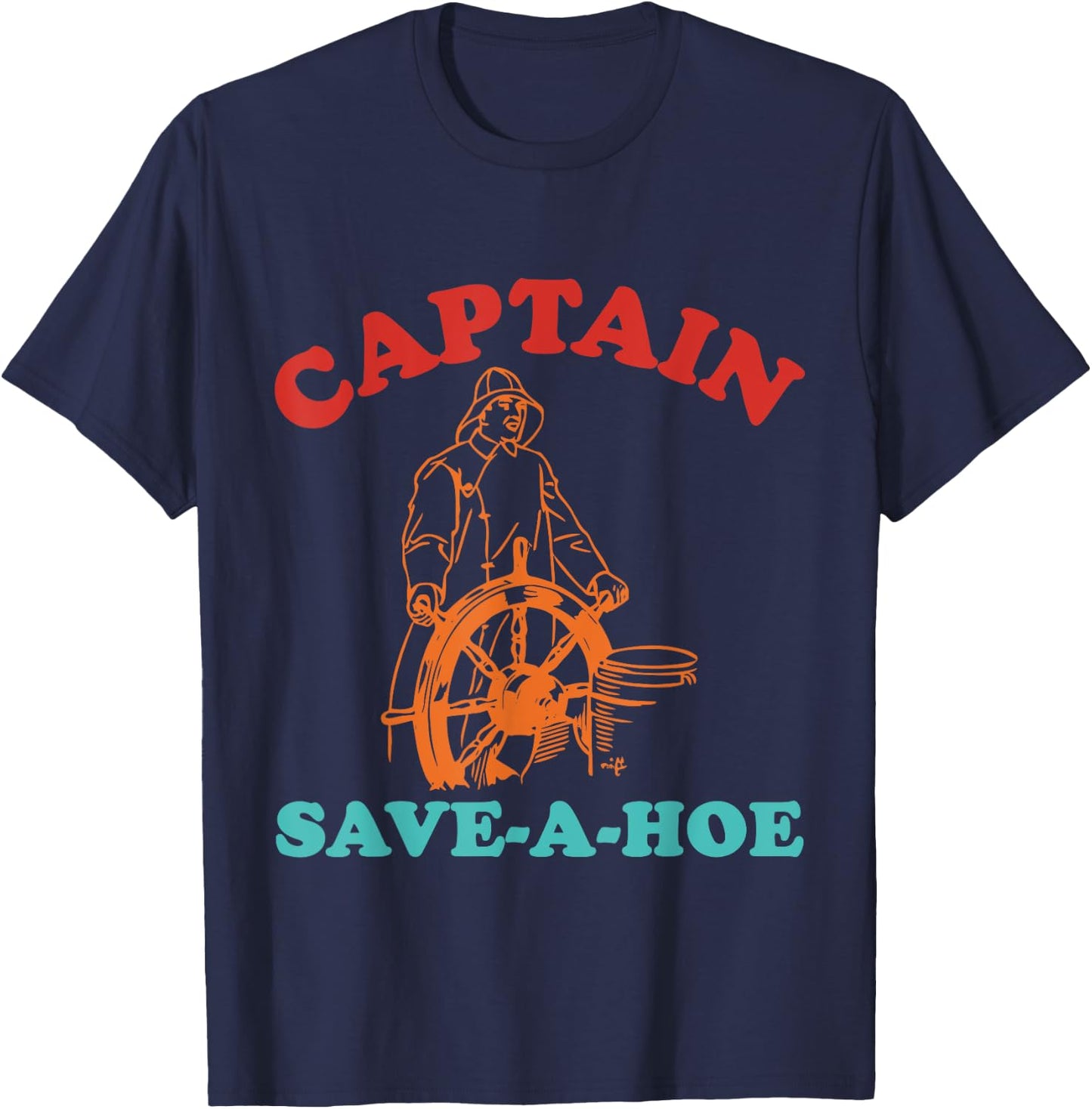 Captain Save-A-Hoe Vintage Design T-Shirt - T-Shirt | Navy