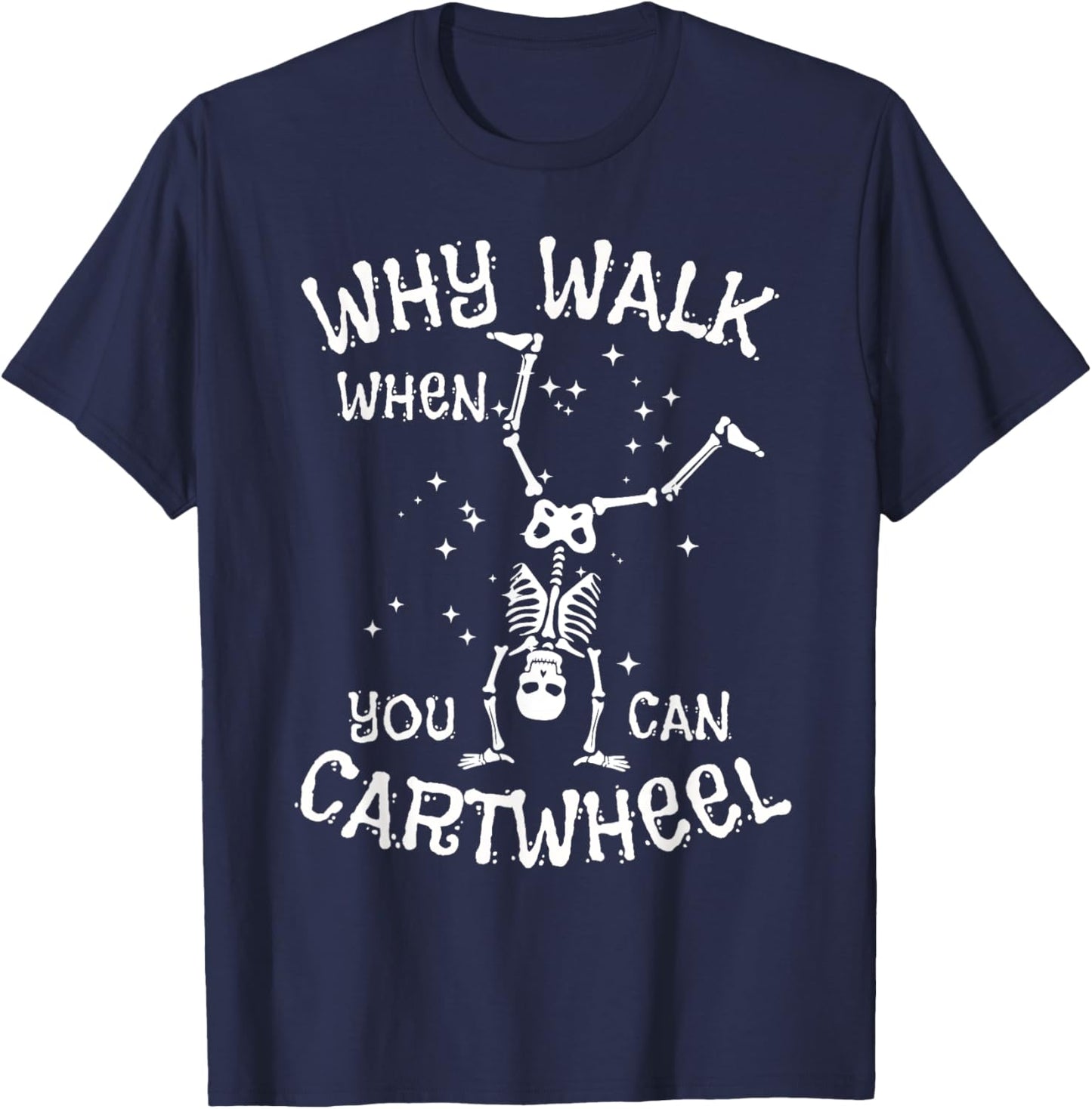Cartwheel Gymnast Skeleton Funny Halloween Gymnastics Girls T-Shirt - T-Shirt | Navy
