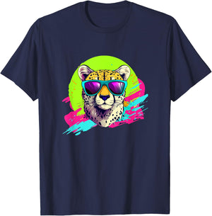 Funny Retro Vintage 80s & Cheetah Lover T-Shirt - T-Shirt | Navy