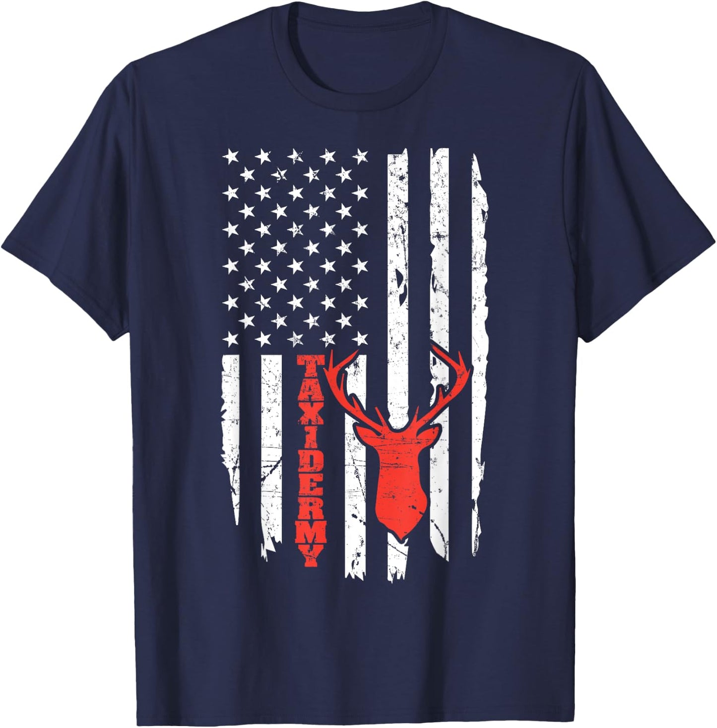 Taxidermy Deer American Flag Kids Men T-Shirt - T-Shirt | Navy