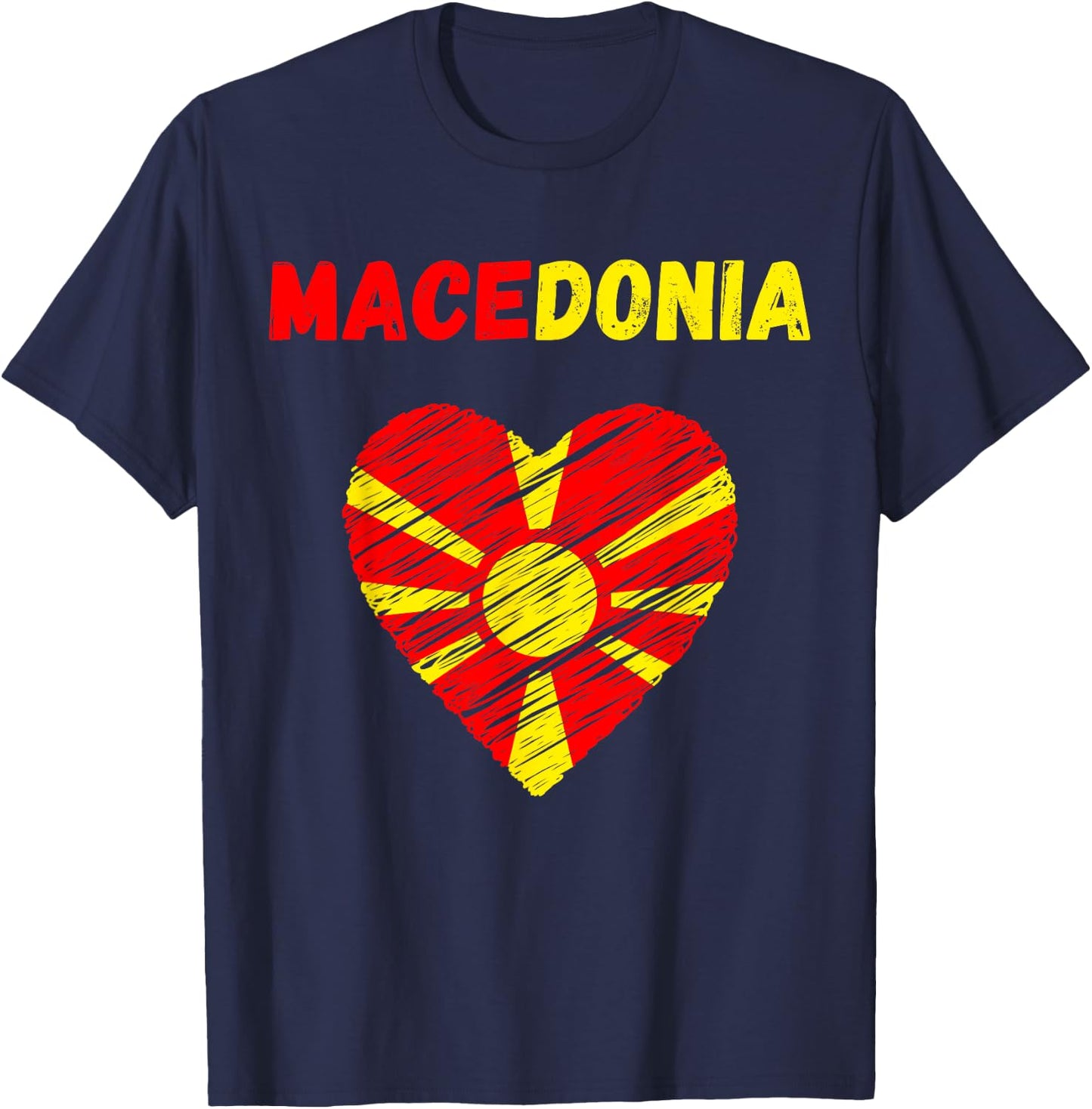 Macedonia Flag Holiday Macedonia Heart Macedonian Flag T-Shirt - T-Shirt | Navy