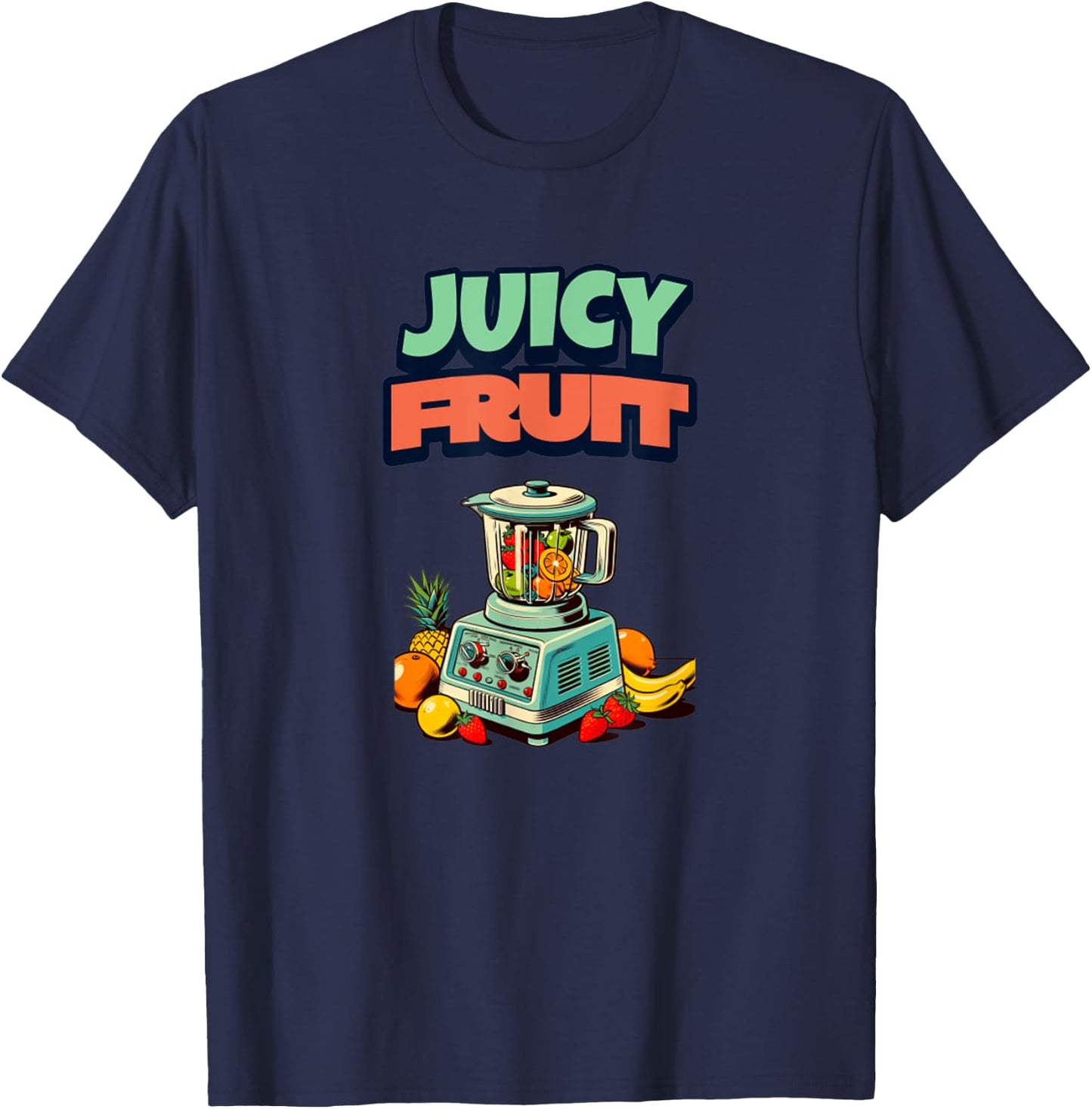 Juicy Fruit Retro Smoothie Eat Clean Funny Healthy Food T-Shirt - T-Shirt | Navy