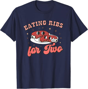 Eating Ribs for Two Pregnancy Announcement BBQ Baby Reveal T-Shirt - T-Shirt | Navy