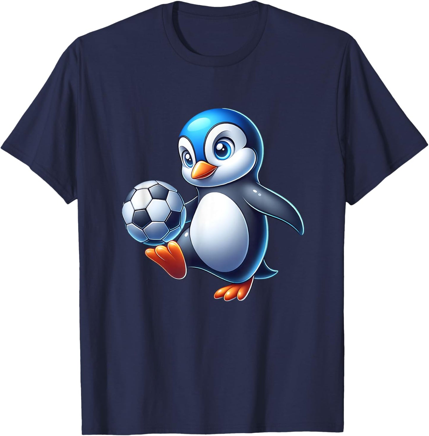 Cute Penguin Bird Soccer Ball Champion Fan T-Shirt - T-Shirt | Navy
