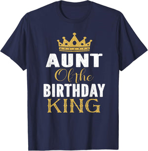 Aunt Of The Birthday King Boys Bday Party Gift T-Shirt - T-Shirt | Navy