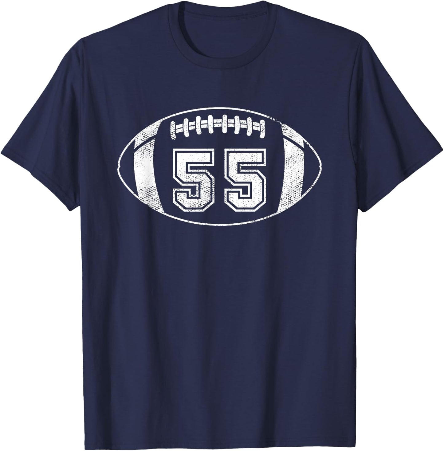 Football Player #55 Football Mom Dad Jersey 55 Varsity Team T-Shirt - T-Shirt | Navy