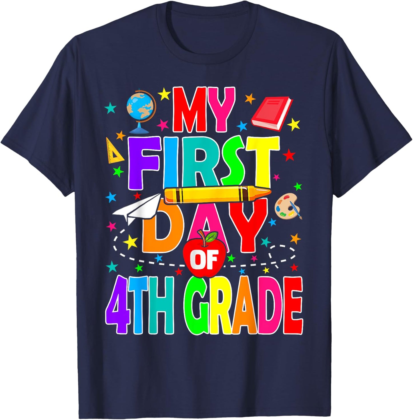 My First Day of 4th Grade Back to School Boys Kids T-Shirt - T-Shirt | Navy