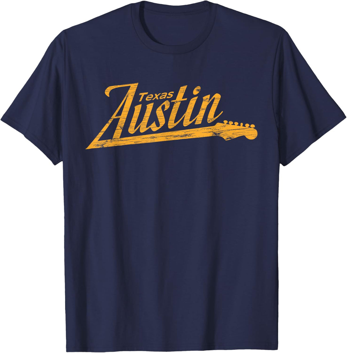 Austin Texas Guitar Neck T-Shirt - T-Shirt | Navy