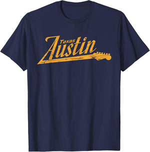 Austin Texas Guitar Neck T-Shirt - T-Shirt | Navy