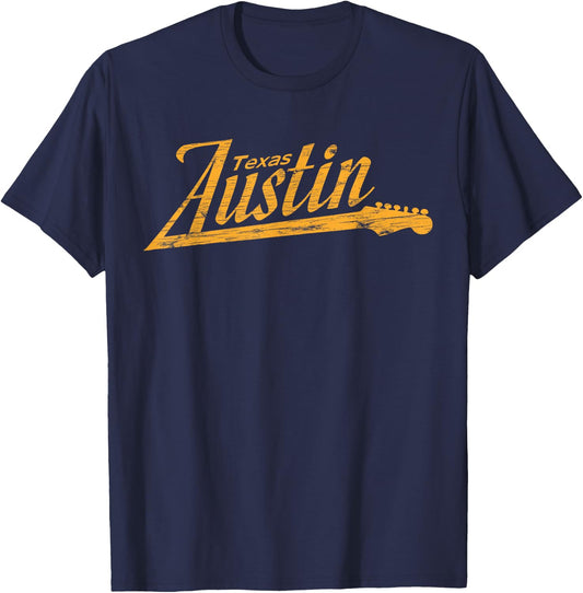 Austin Texas Guitar Neck T-Shirt - T-Shirt | Navy