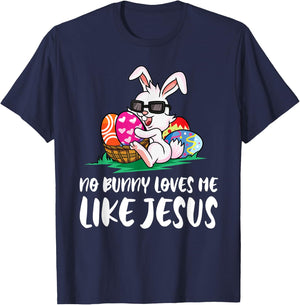 No Bunny Loves Me Like Jesus Easter Egg Bunny Cute T-Shirt - T-Shirt | Navy