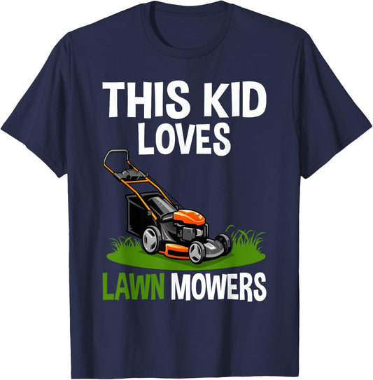 Funny Lawn Mowing For Kids Lawn Mower Farm Gardening T-Shirt - T-Shirt | Navy