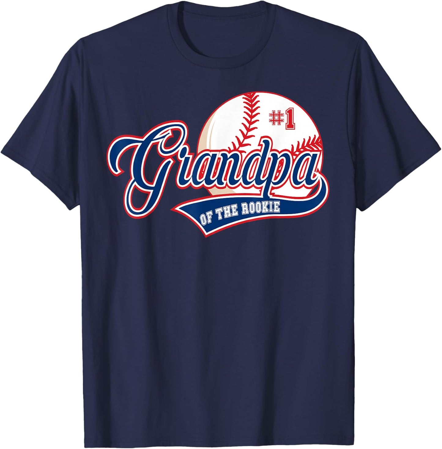 Grandpa Rookie of Year 1st Birthday Baseball Theme Matching T-Shirt - T-Shirt | Navy