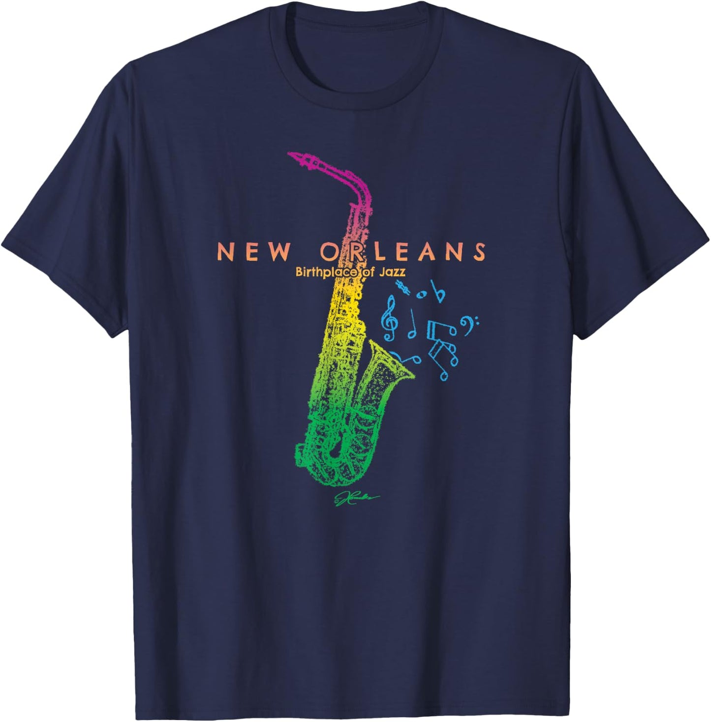 JCombs: New Orleans, Birthplace of Jazz T-Shirt - T-Shirt | Navy