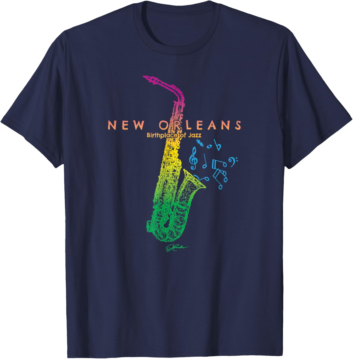 JCombs: New Orleans, Birthplace of Jazz T-Shirt - T-Shirt | Navy