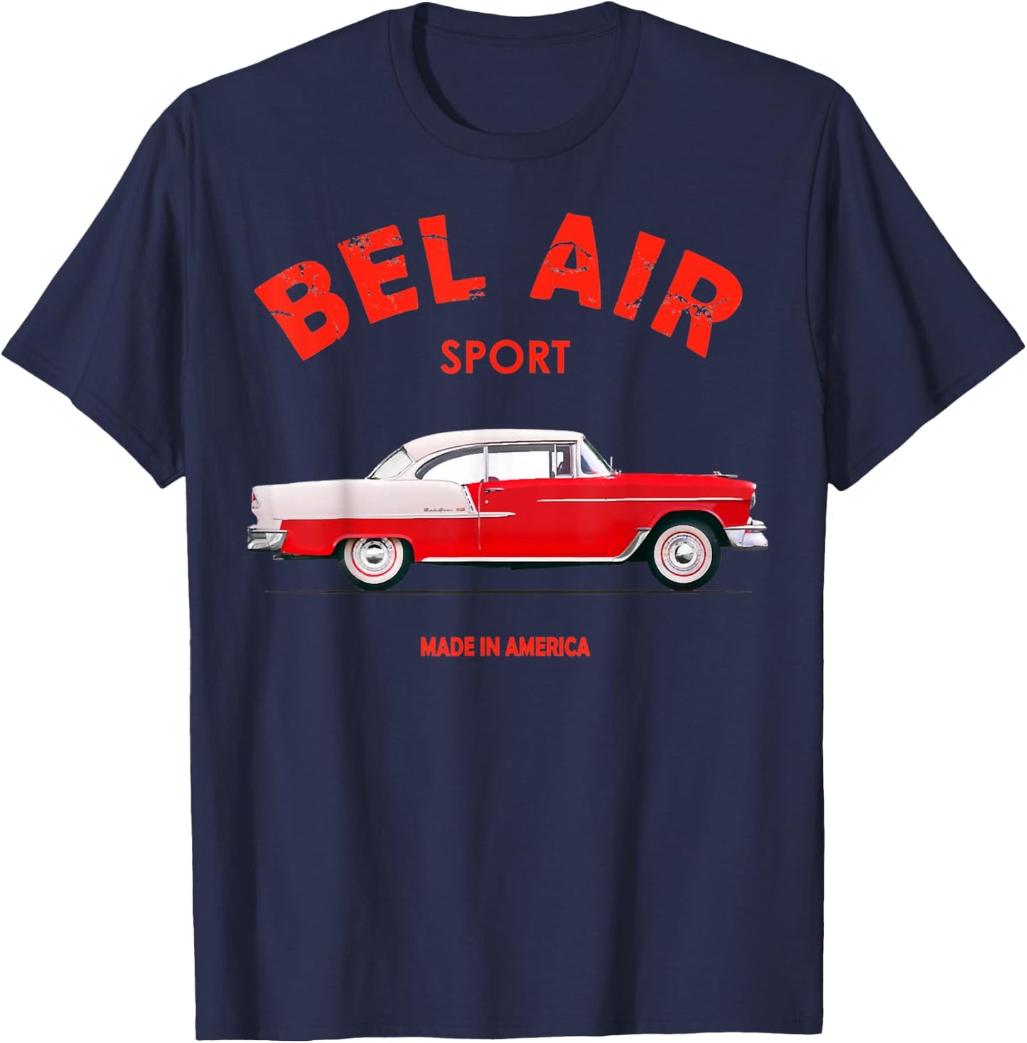 1955 55 Chevys Bel Air Sport Classic Vintage Muscle Car T-Shirt - T-Shirt | Navy