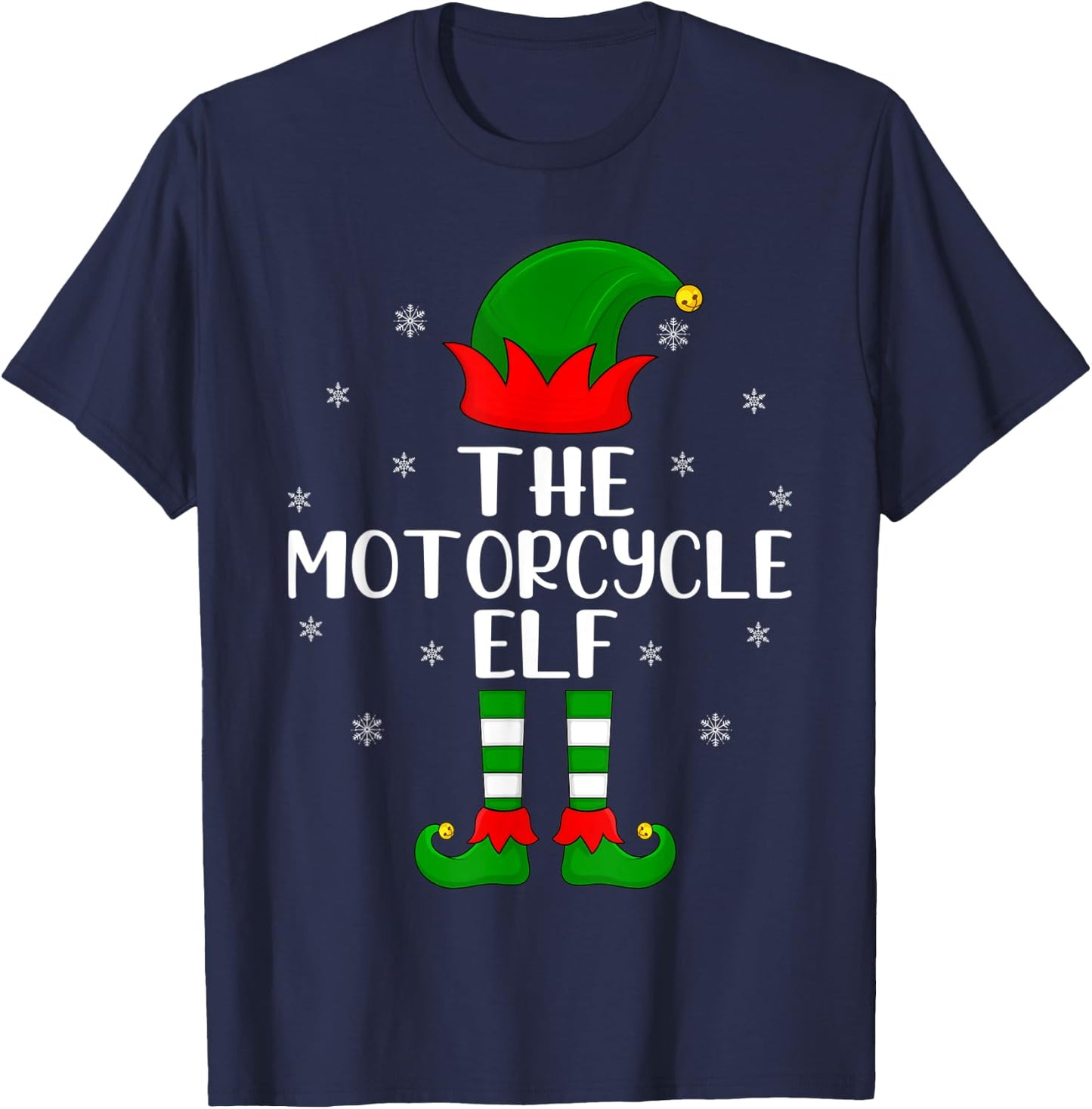 The Motorcycle Elf Christmas Party Matching Family Xmas T-Shirt - T-Shirt | Navy