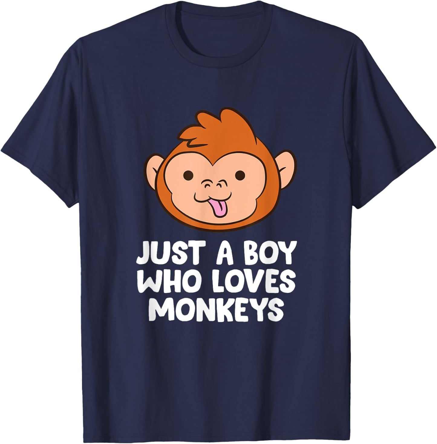 Just a Boy Who Loves Monkeys Cute Monkey T-Shirt - T-Shirt | Navy