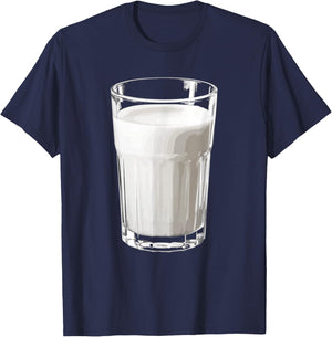 Glass Of Milk Shirt Adult Kids Men Women Glass Milk Costume T-Shirt - T-Shirt | Navy
