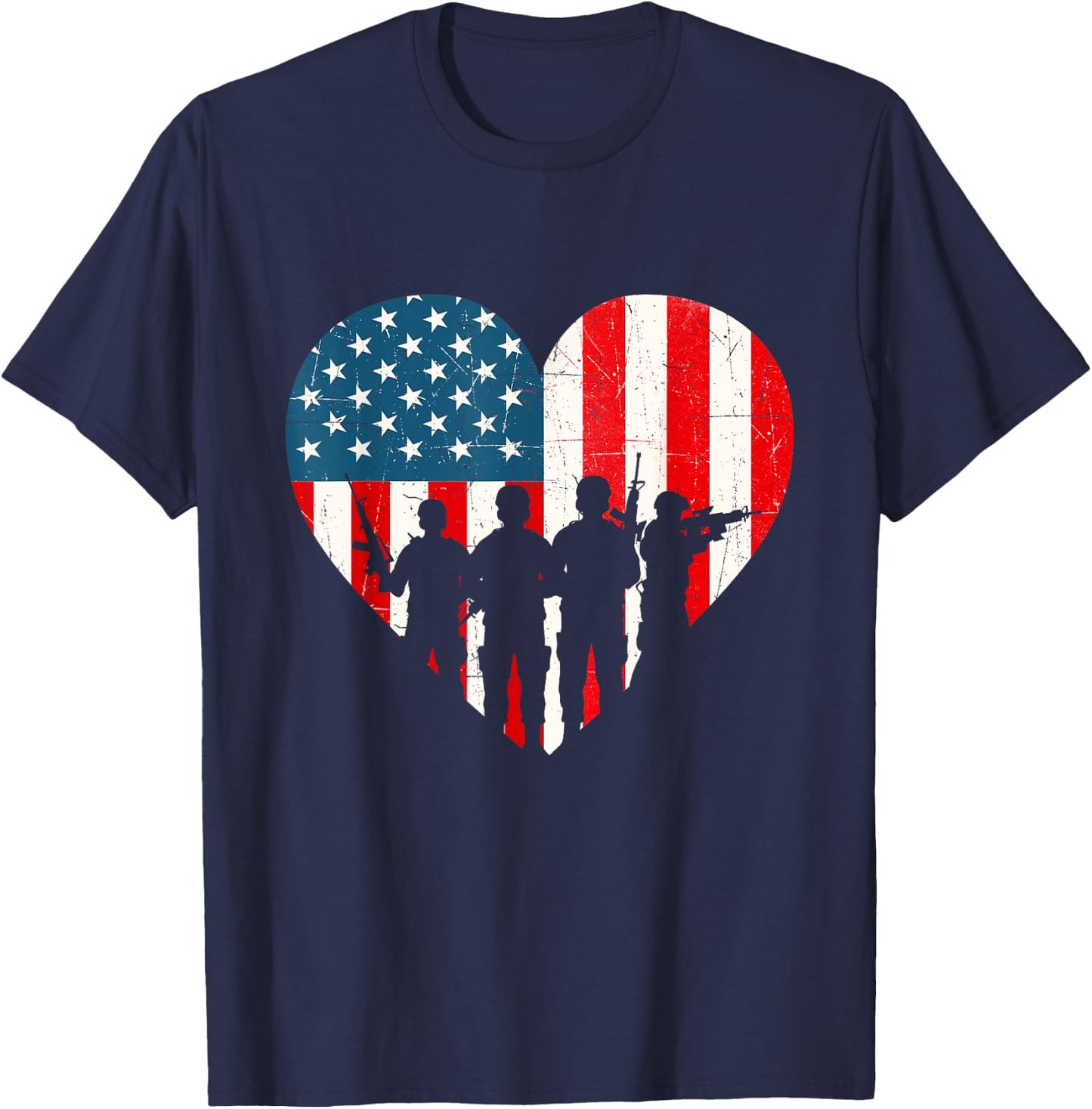 US Flag Heart Soldiers - Patriotic Veterans Memorial Day Kids Men T-Shirt - T-Shirt | Navy