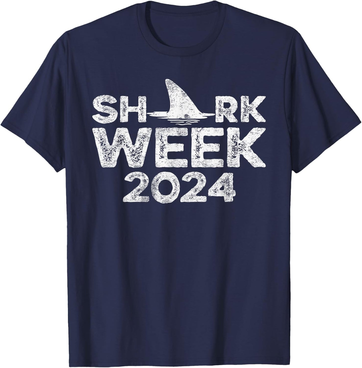 Retro Shark Fin Week 2024 Lovers Animal Ocean Trip Biologist T-Shirt - T-Shirt | Navy