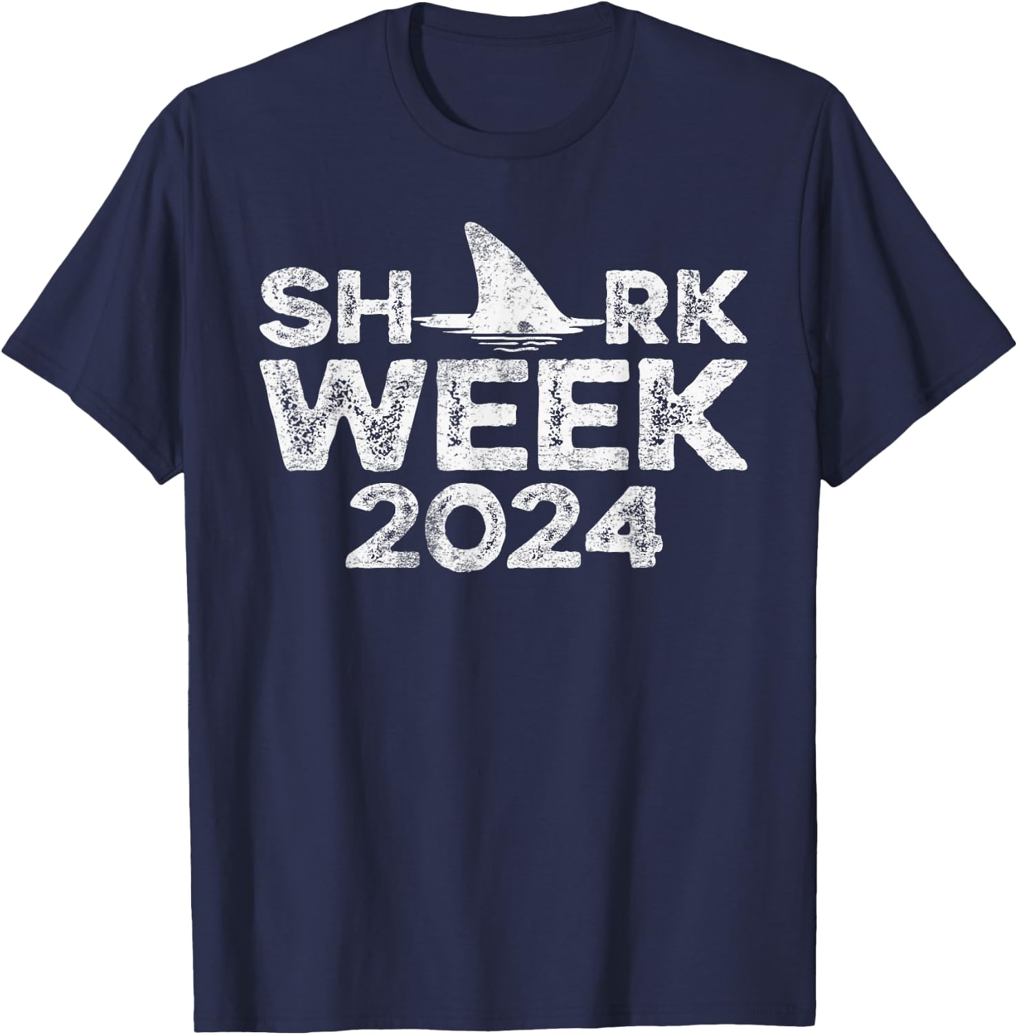 Retro Shark Fin Week 2024 Lovers Animal Ocean Trip Biologist T-Shirt - T-Shirt | Navy