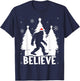 Believe In Bigfoot Christmas Sasquatch Bigfoot Santa Hat T-Shirt - T-Shirt | Navy