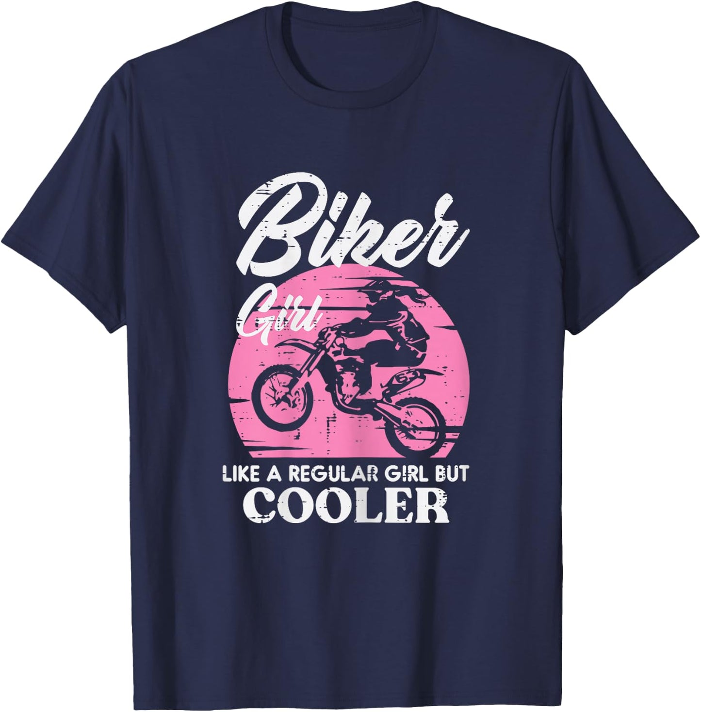 Biker Girl Like Regular But Cooler Motorcycle Women Kids T-Shirt - T-Shirt | Navy