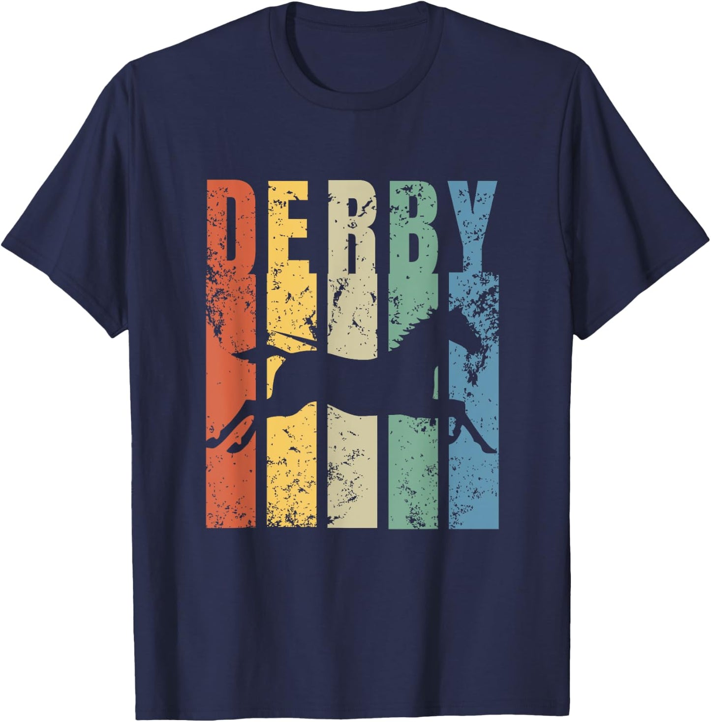 Derby Shirt Featuring Horse - Vintage Style Derby T-Shirt - T-Shirt | Navy