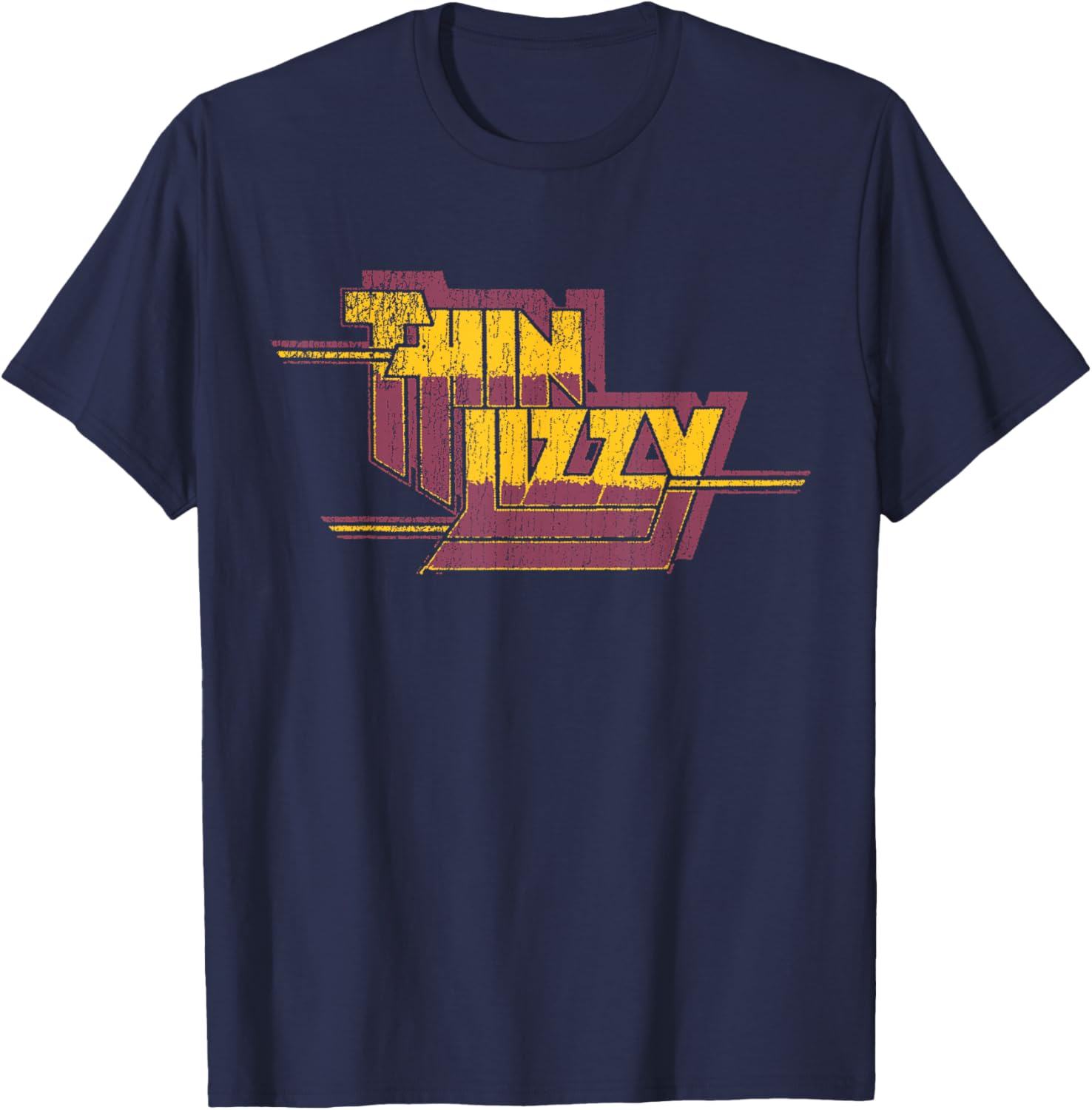 Thin Lizzy – Nightlife Album Distressed Red Logo T-Shirt - T-Shirt | Navy