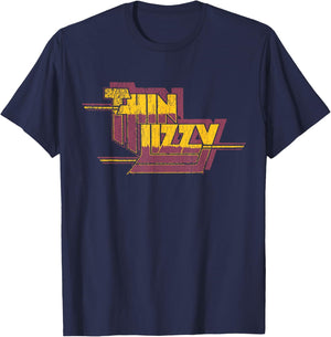 Thin Lizzy – Nightlife Album Distressed Red Logo T-Shirt - T-Shirt | Navy