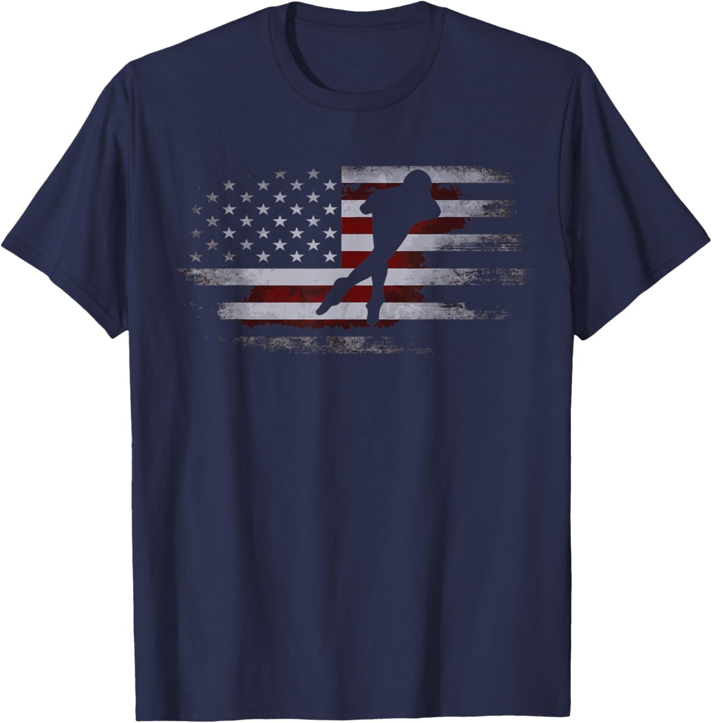 Inline Speed Skating American Flag Roller Blading T-Shirt - T-Shirt | Navy