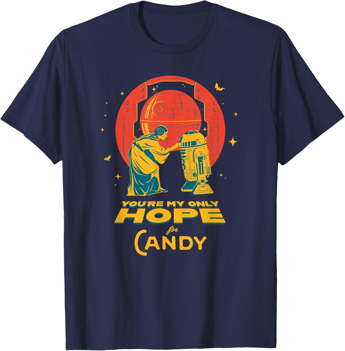 Star Wars Halloween Leia R2-D2 You’re My Only Hope for Candy T-Shirt - T-Shirt | Navy
