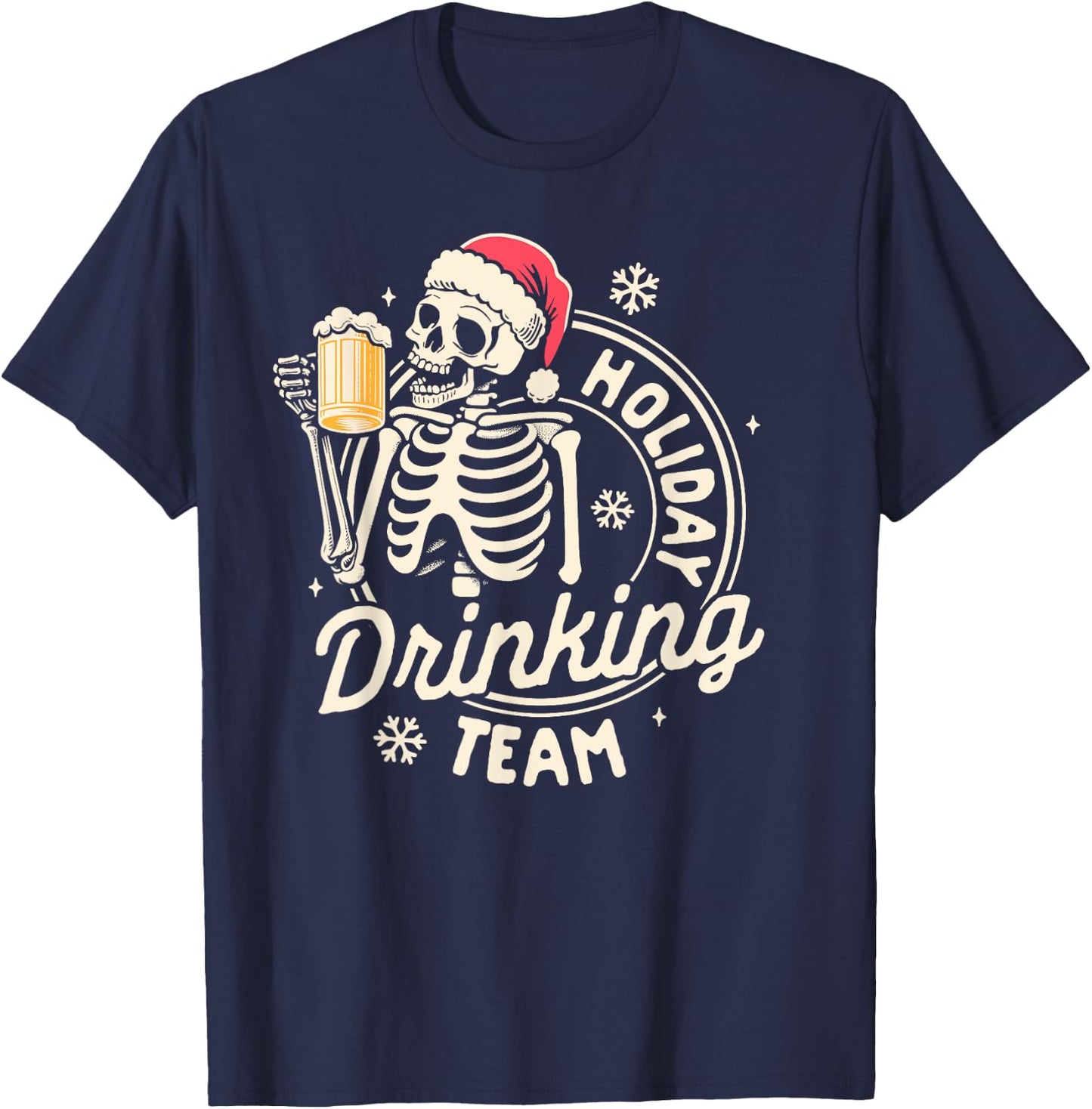 Christmas Xmas Beer Lover Drinking Holiday Drinking Team T-Shirt - T-Shirt | Navy