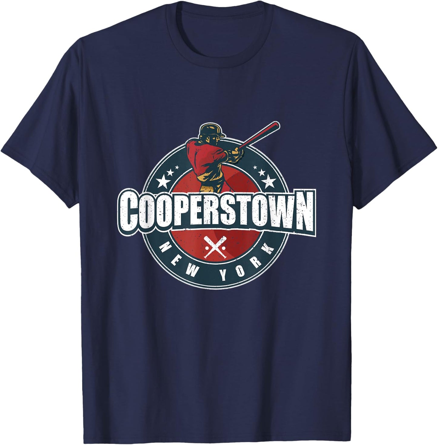 Vintage Baseball Badge Cooperstown New York Travel Souvenir T-Shirt - T-Shirt | Navy