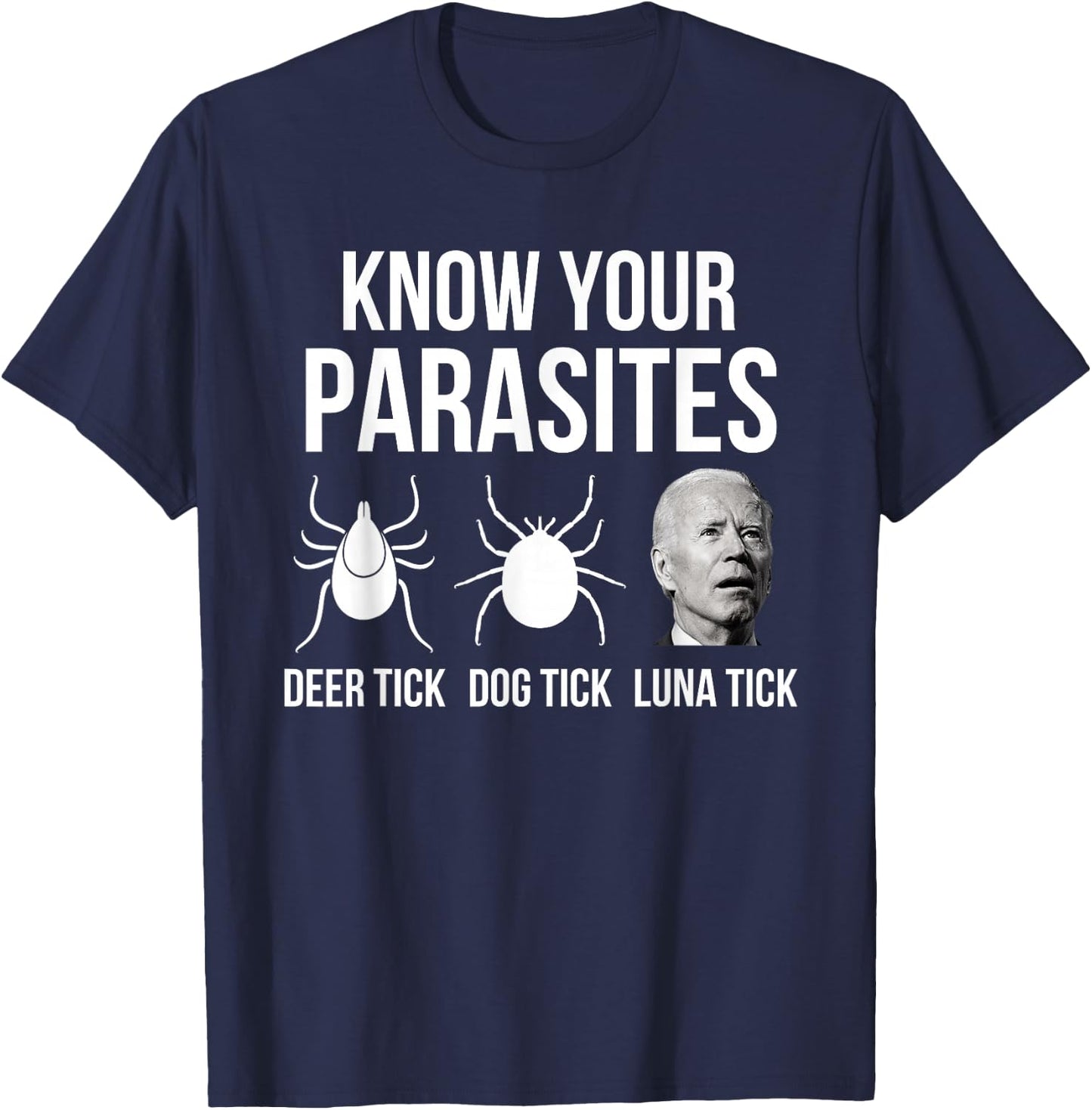 Know Your Parasites - Anti Joe Biden Sucks Funny Political T-Shirt - T-Shirt | Navy
