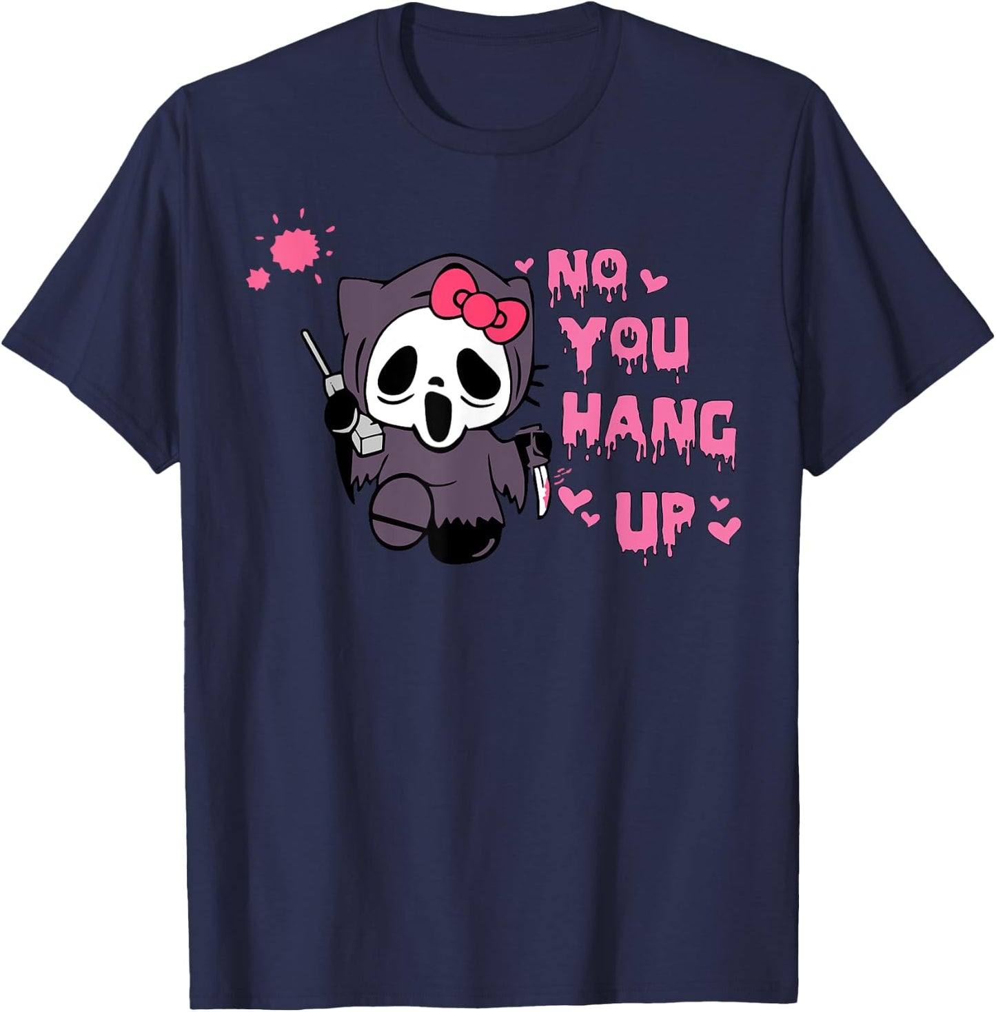No You Hang Up Cats Horror Skeleton T-Shirt - T-Shirt | Navy