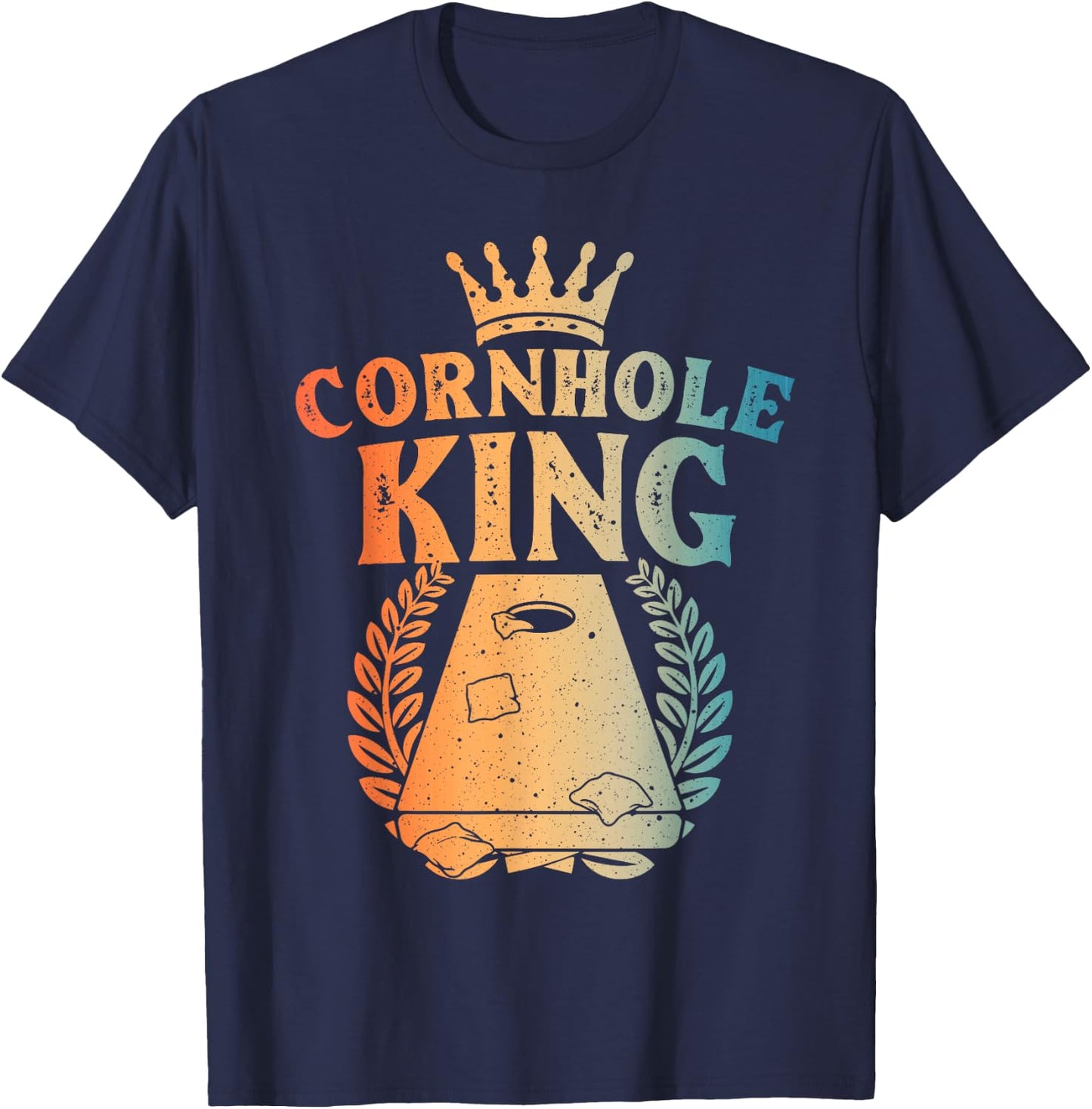 Cornhole Design Dad Cornhole King Cornhole Player , Small, Black T-Shirt - T-Shirt | Navy