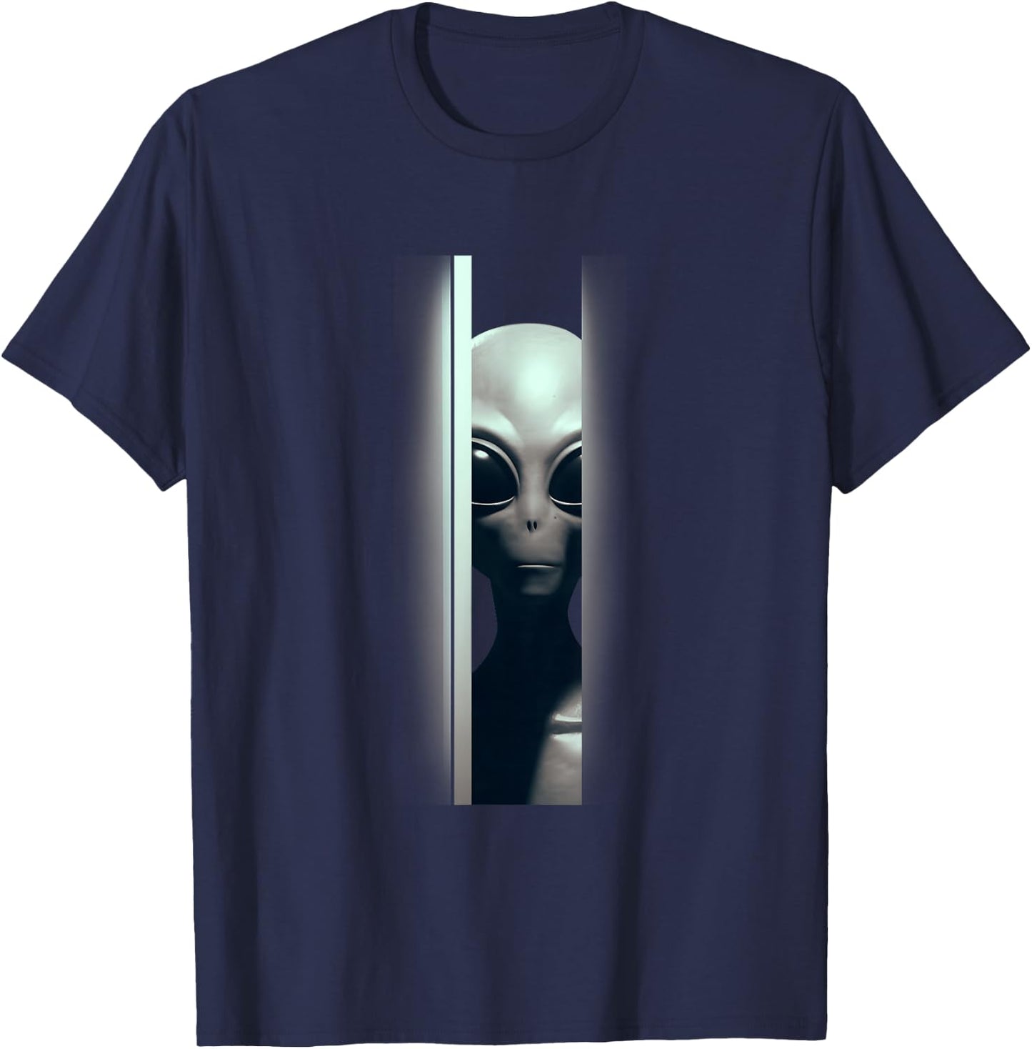 Alien Peeking Zeta-Reticuli Ufonaut UFO Abduction Sci-fi T-Shirt - T-Shirt | Navy