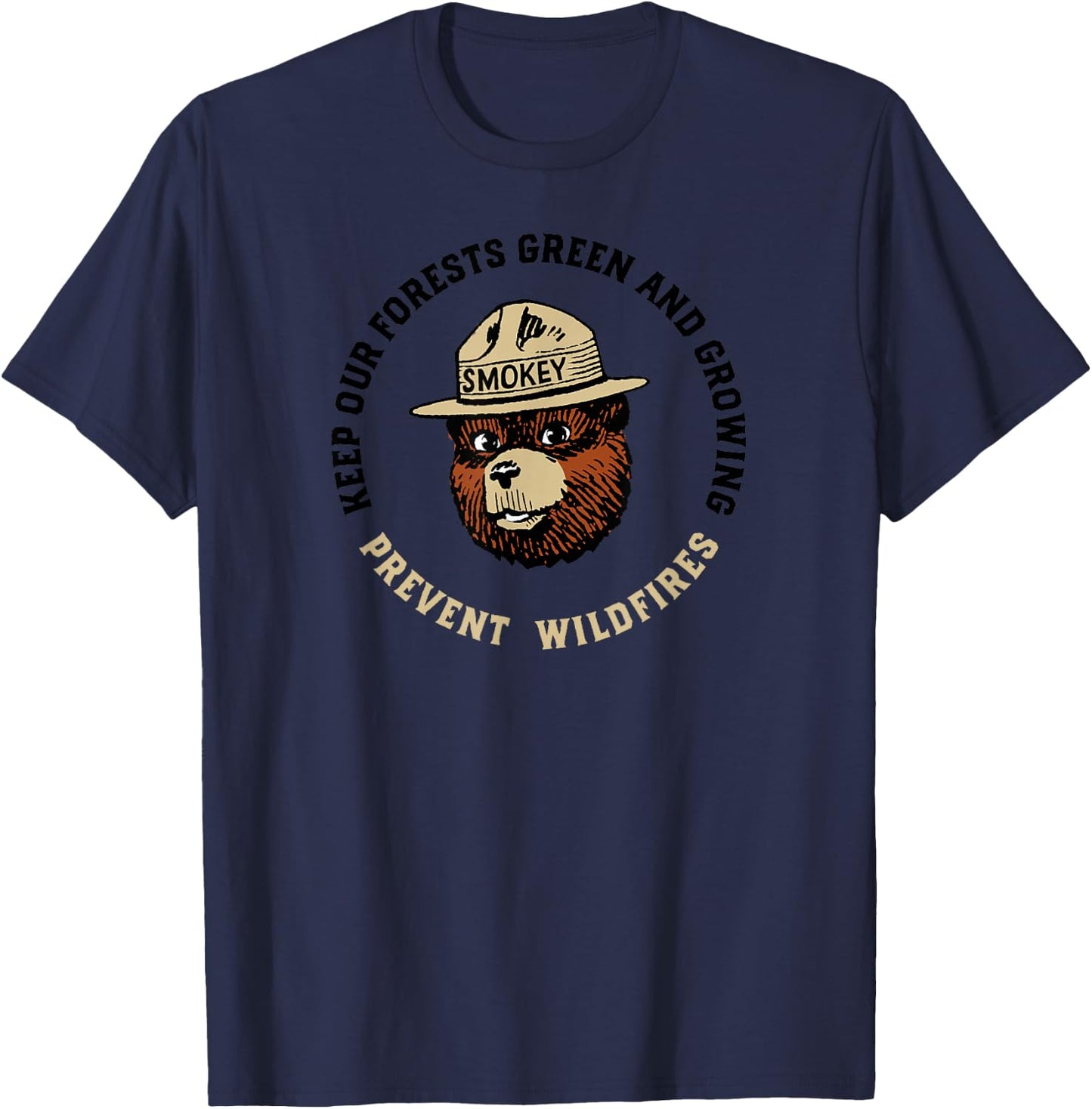 Smokey Bear Keep Our Forests Green & Growing! Vintage T-Shirt - T-Shirt | Navy