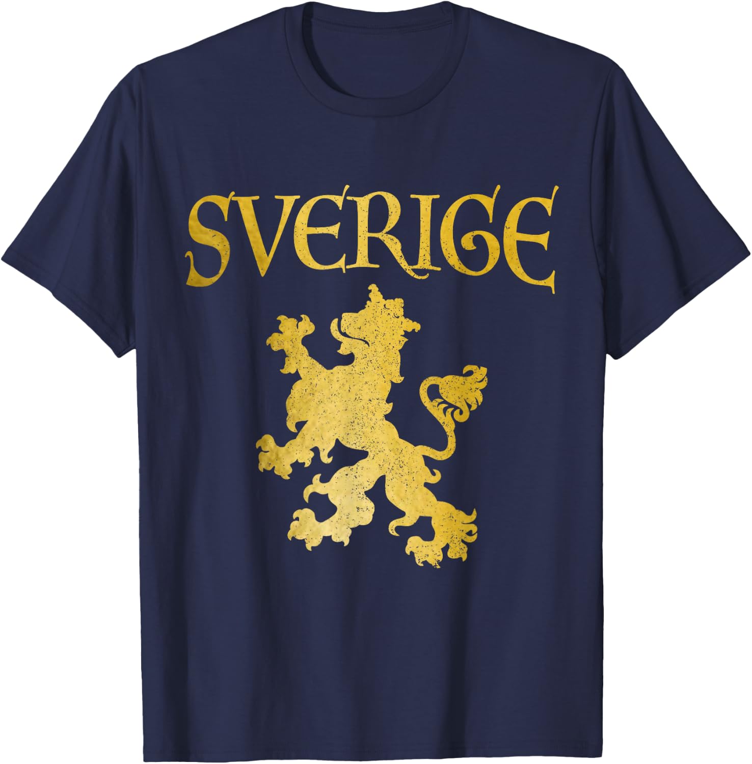Sverige Lion Swedish Flag Pride Sweden Vintage T-Shirt - T-Shirt | Navy