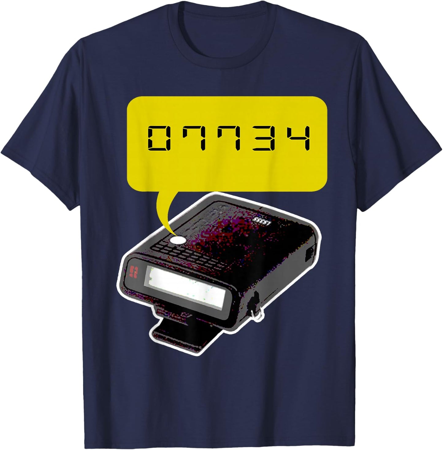Old School Retro Tech 90s Pager Beeper Urban Phrase Hello T-Shirt - T-Shirt | Navy