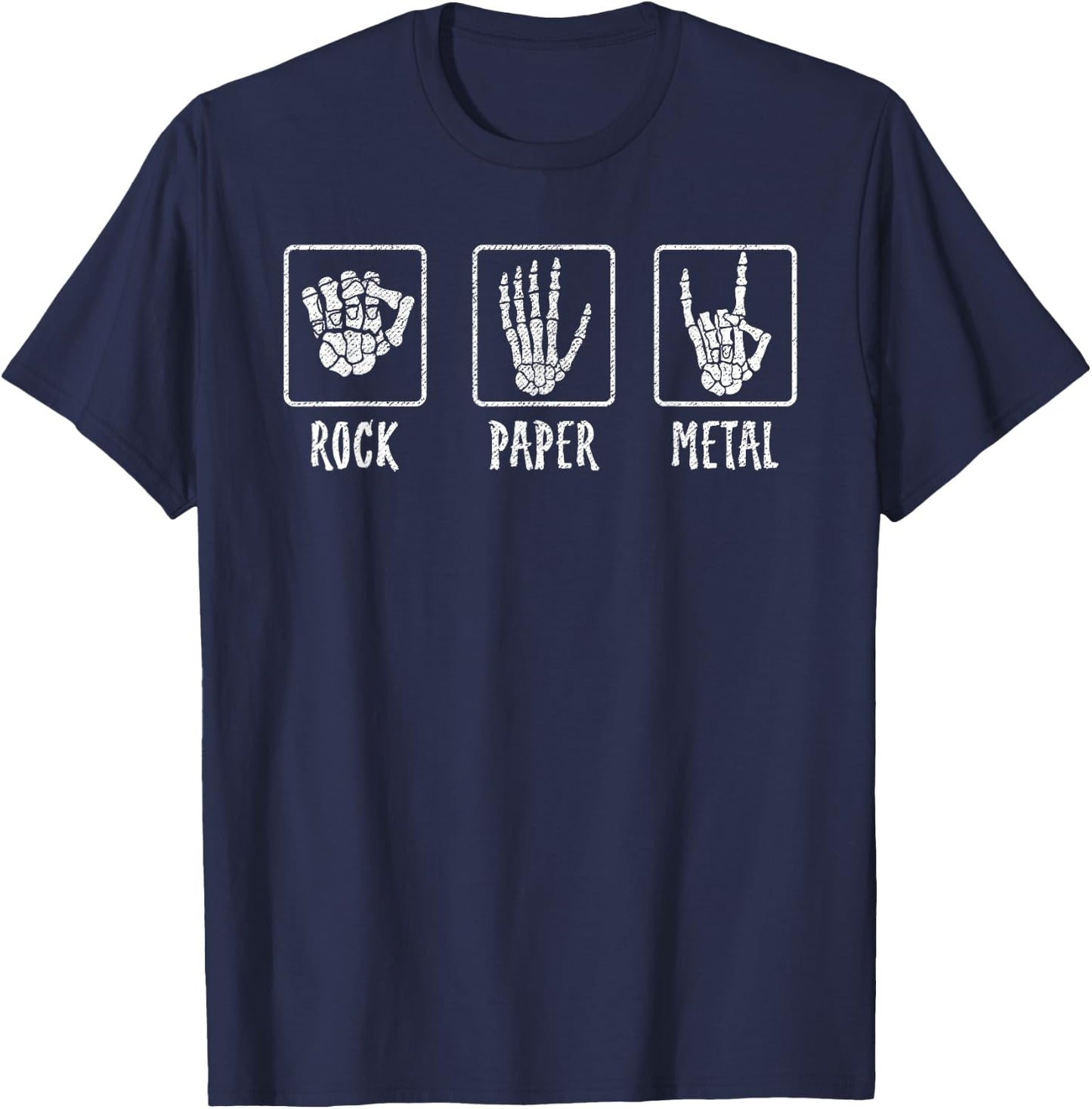 Heavy Metal Fan - Guitar and Skull Graphic T-Shirt - T-Shirt | Navy