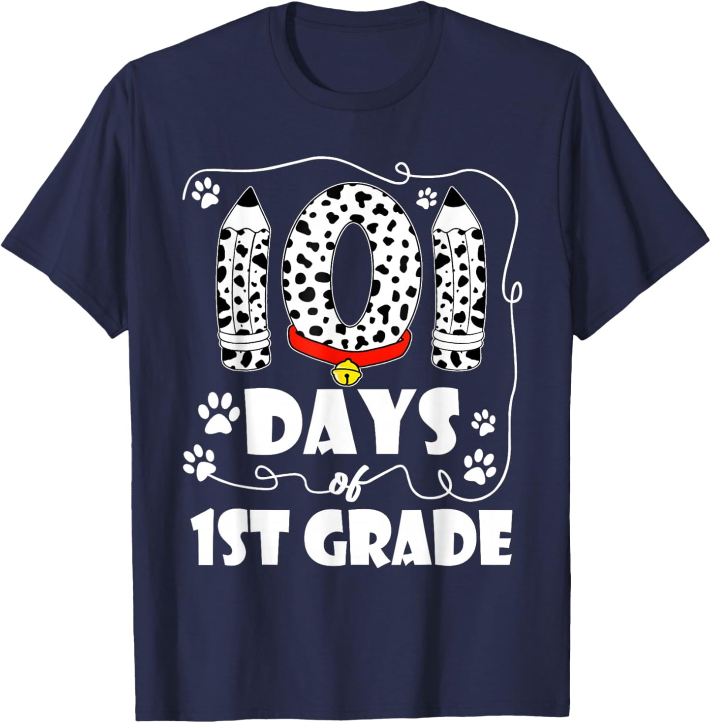 101 Days 1st Grade Dog 100th Day 100 Days School Students Women Girls Kids T-Shirt - T-Shirt | Navy