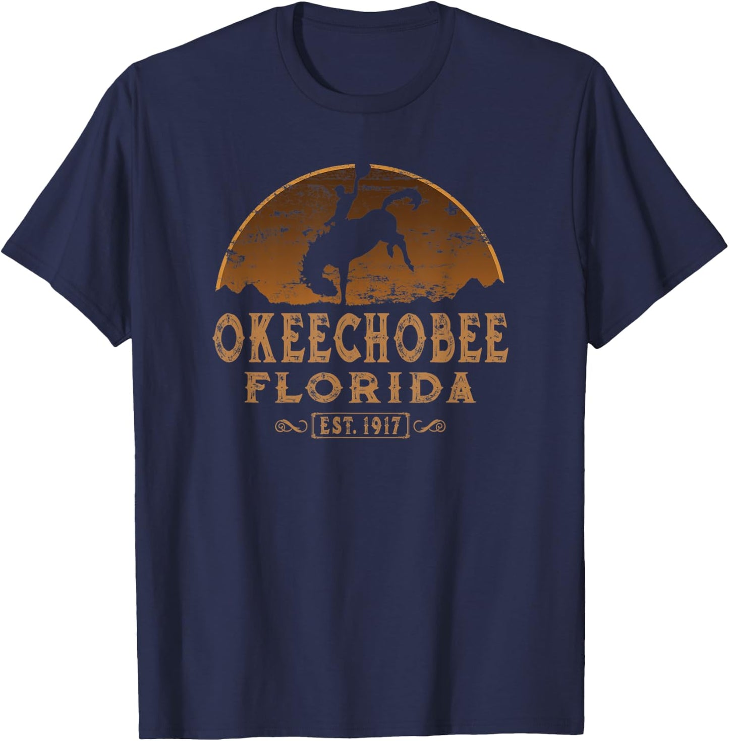 Okeechobee Florida FL Rodeo Cowboy T-Shirt - T-Shirt | Navy