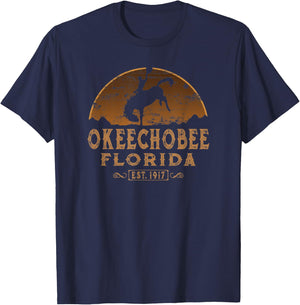 Okeechobee Florida FL Rodeo Cowboy T-Shirt - T-Shirt | Navy