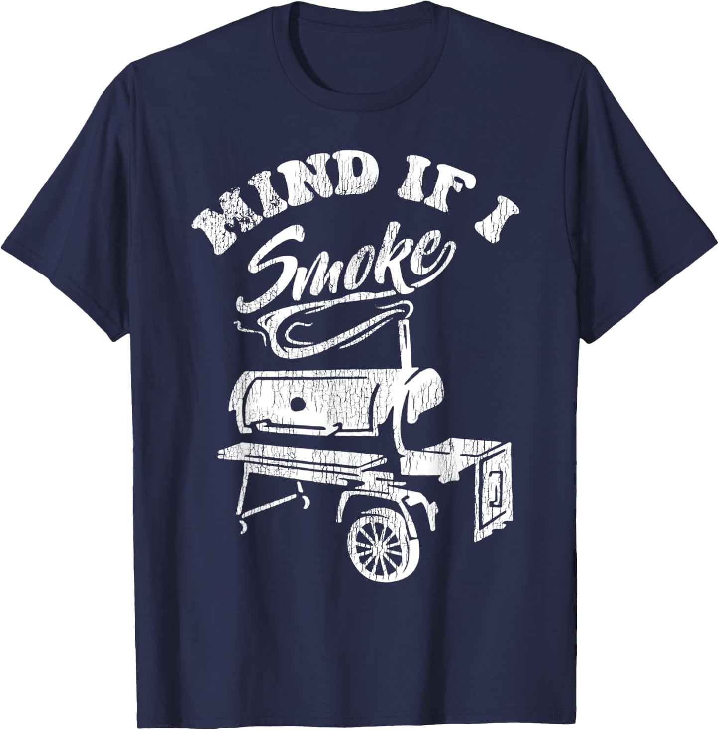 Mind If I Smoke Barbecue Grilling T-Shirt - T-Shirt | Navy