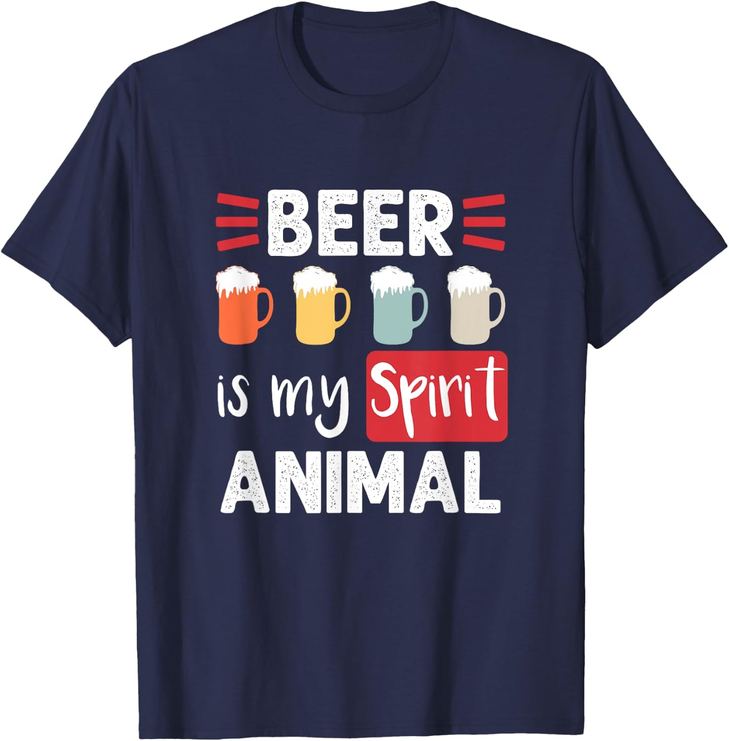 Vintage Beer is My Spirit Animal T-Shirt - T-Shirt | Navy